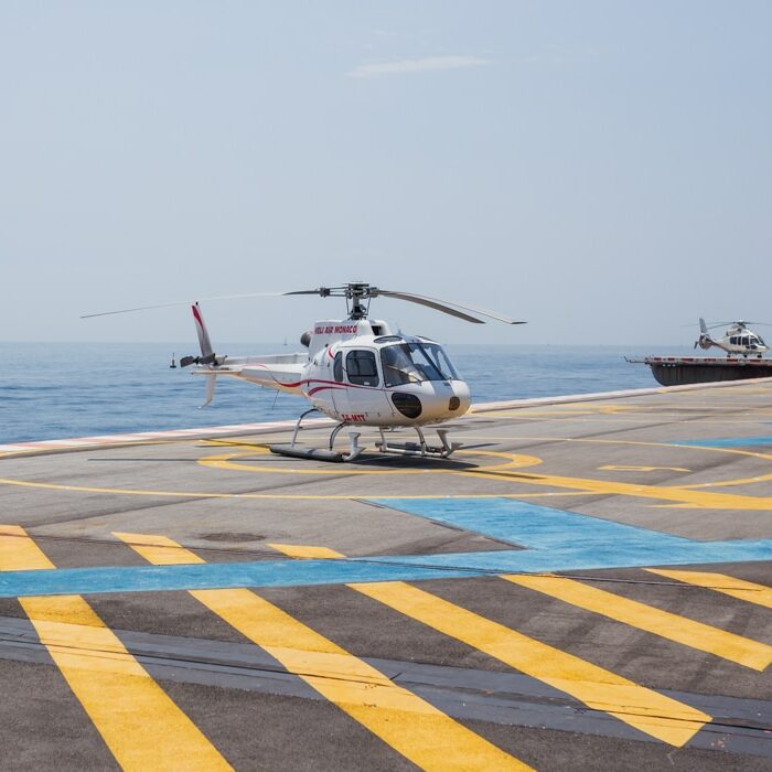 Helipad with helicopter in Monaco
