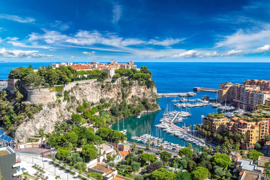 Aerial view of Monaco with Prince's Palace