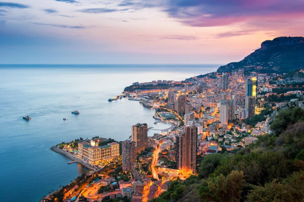 Sunset view of Monte Carlo, Monaco