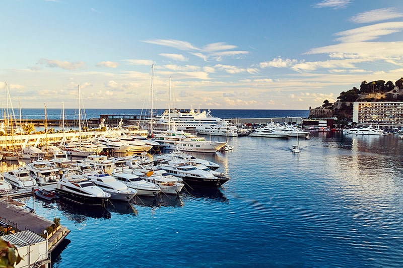 Monaco Port at sunset